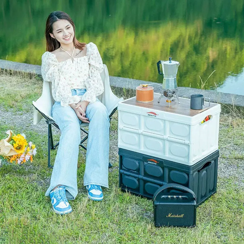 

BEIYUE 30/55 л Черно-белый уличный складной ящик для хранения, органайзер для автомобиля, портативный стол для пикника, снаряжение для кемпинга