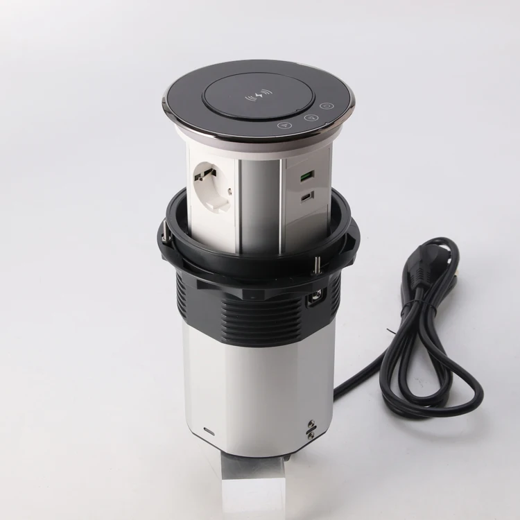 

eu one-key Touch Glass Motorized Electrical Sockets Lifting Pop Up Socket For Kitchen Office Home Study 3 Outlets