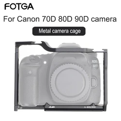 FOTGA Camera Cage Kit Protective For Canon 70D 80D 90D 1/4'' Threaded Hole Cold Shoe Mount For Arca Tripod Quick Release Plate