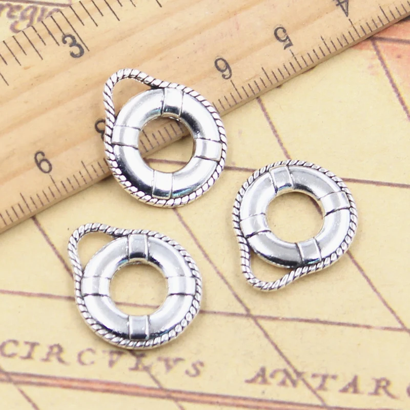 10pcs Charms Life Ring Swim Lifebuoy 21x18mm Tibetan Silver Color Pendants Antique Jewelry Making DIY Handmade Craft