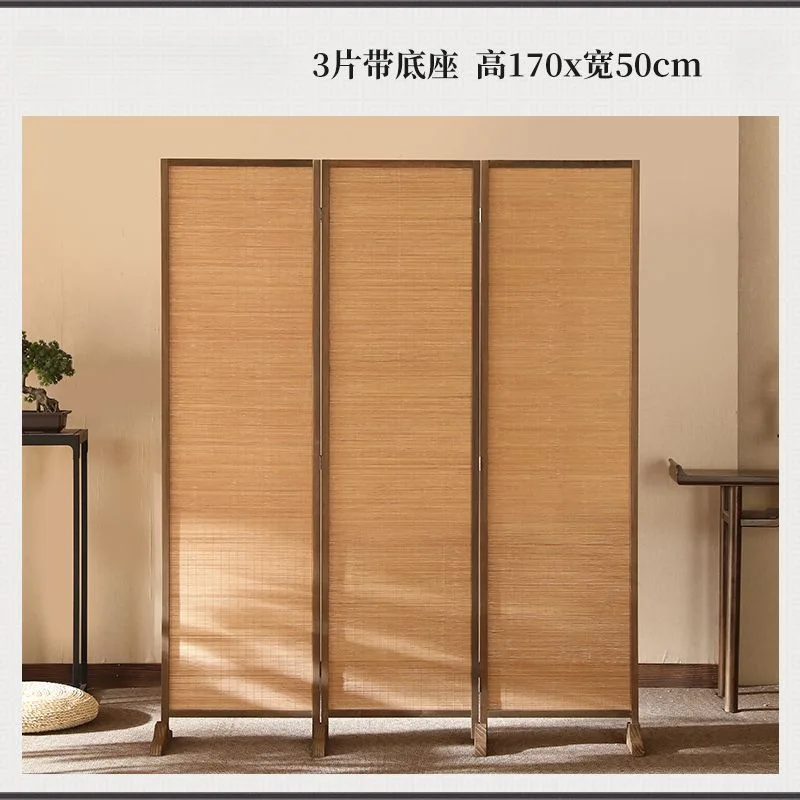 Cloison d'écran tissé en bambou de style chinois pour salon, ombrage simple pour usage domestique, bureau mobile rpm, bois massif