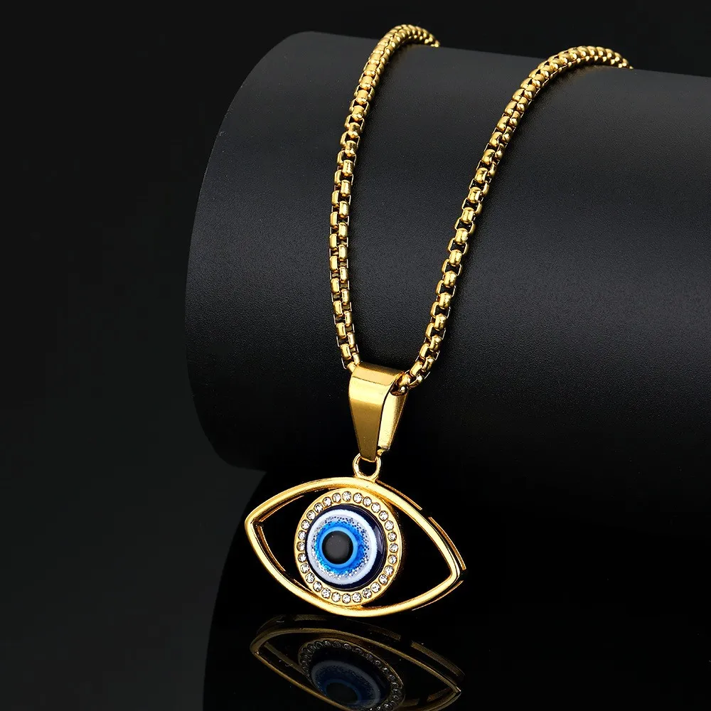 Nwe Vintage Eye of Fortune Pendant Necklace for Women steel and titanium Personality Gothic Chain Necklaces Jewelry Gift