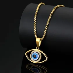 Nwe Vintage Eye of Fortune Pendant Necklace for Women steel and titanium Personality Gothic Chain Necklaces Jewelry Gift