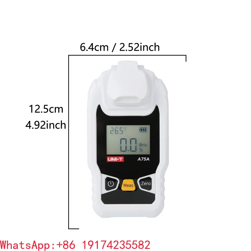 Digital Brix Refractometer Model A75A 0-35% Sugar Meter Temperature Compensation Zero Calibration Food Home Brewing 200g