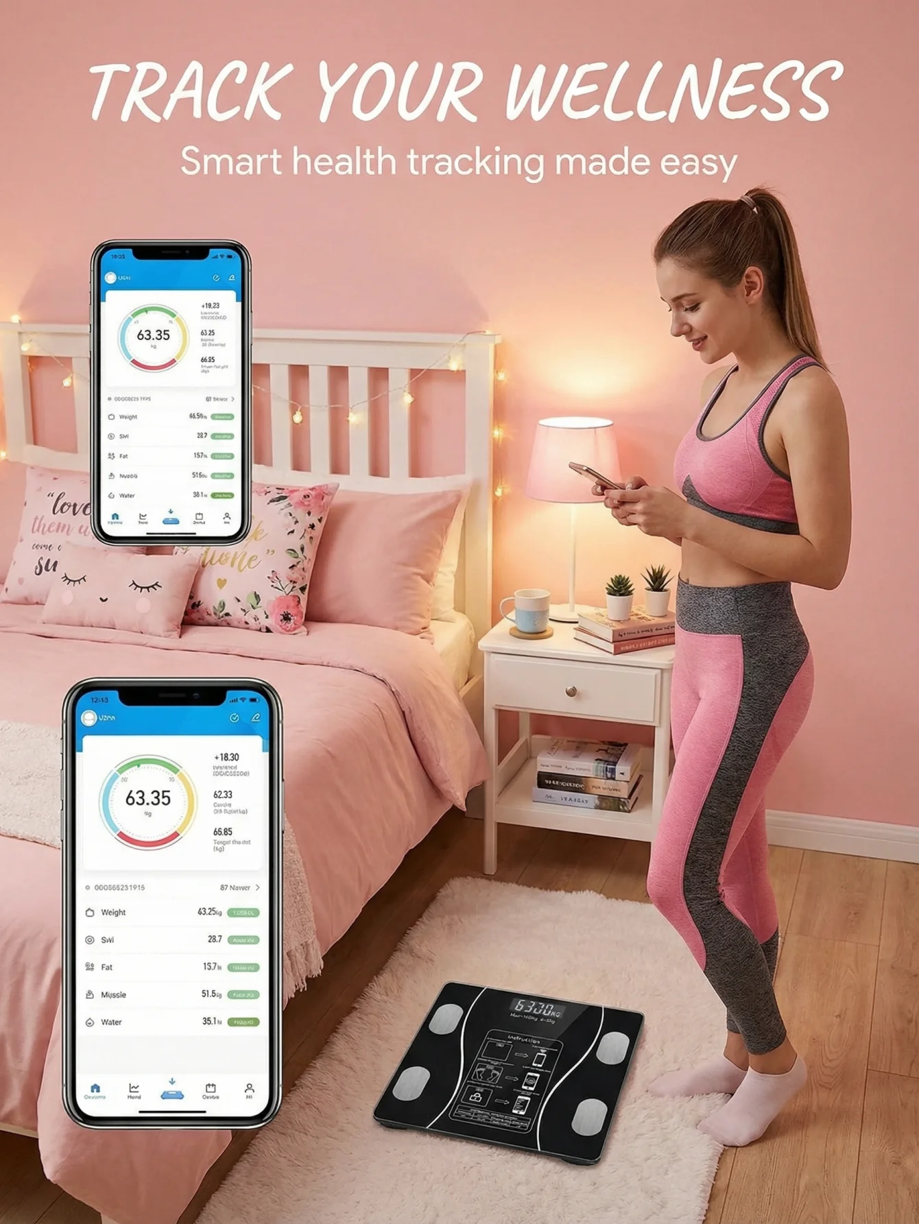 Bluetooth Smart Body Fat Scale Digital Weight Scale 12 Body Composition Analyzer with APP