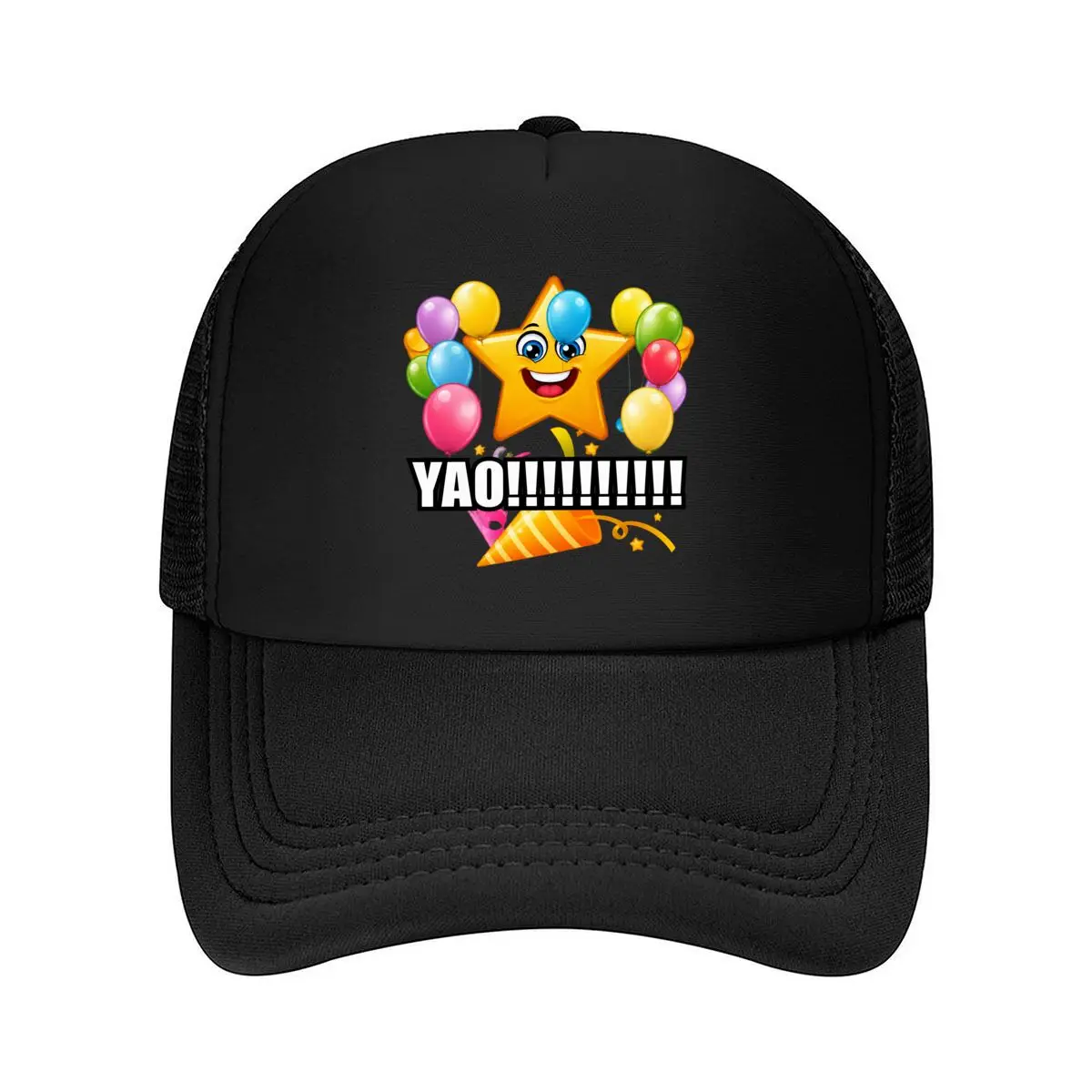 YAO Funny Star Cartoon With Colorful Balloons Birthday Party Graphic Design Mesh Baseball Cap Hip Hop Dad Hat