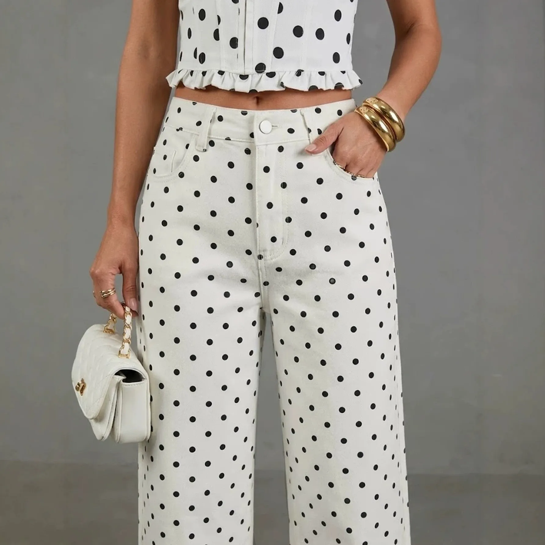 Straight Leg Wide Leg Jeans Edgy Street with High Waist High Stretch Regular Thickness Summer Full Length Pocket Women Pants
