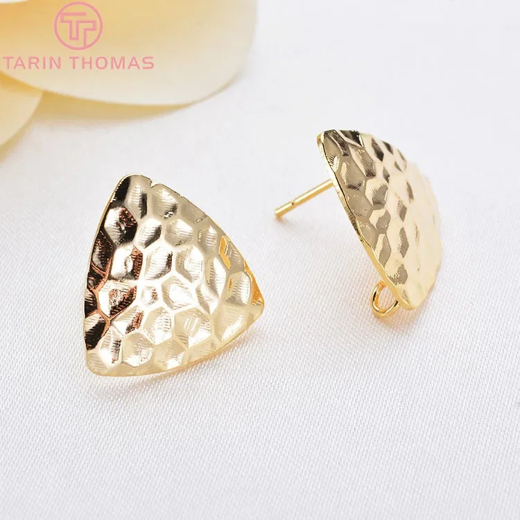 

(2606)10PCS 17x17MM 24K Gold Color Triangle Stud Earrings High Quality DIY Jewelry Making Findings Accessories Wholesale