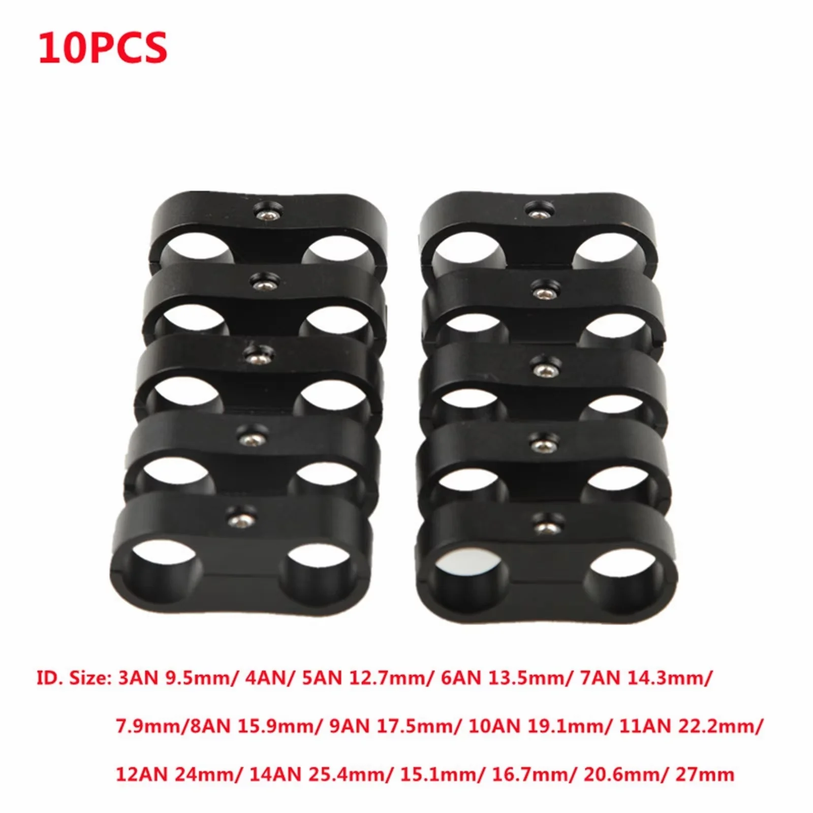 10PCS Billet Oil Fuel Water Hose Tube Universal 3AN 6AN 8AN 10AN 12AN 14AN Seprator Divider Clamp Aluminum Line Separator Kit