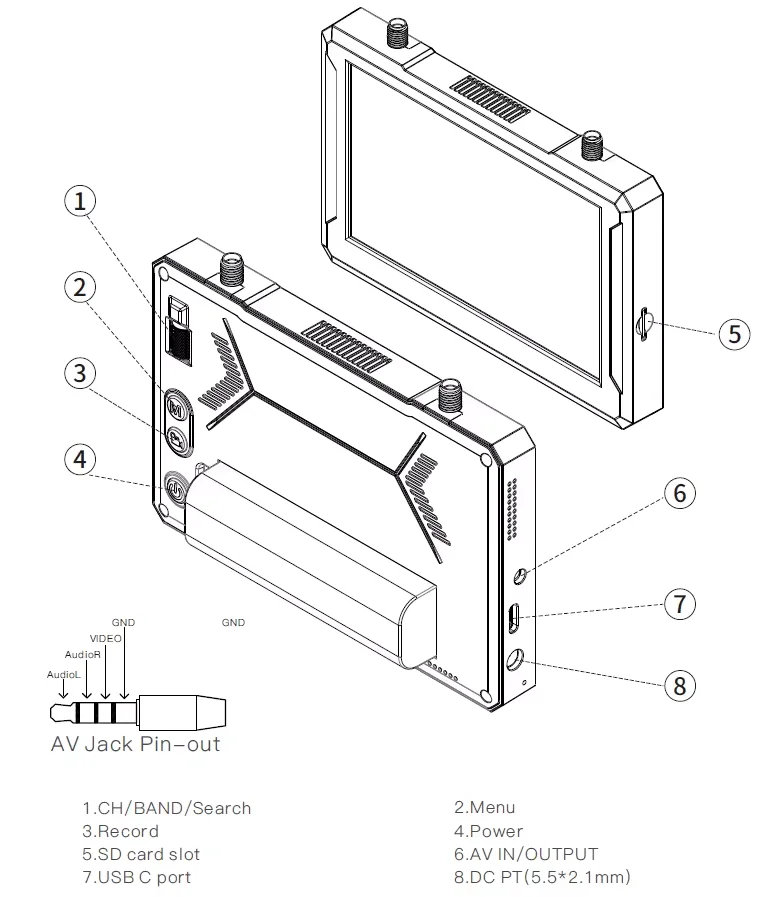 Monitor SKYZONE M5 M5F FPV 5.8Ghz 48CH do fotografii lotniczej, monitor z nagrywaniem DVR, niskie opóźnienie, nagrywanie na kartę SD dla dronów