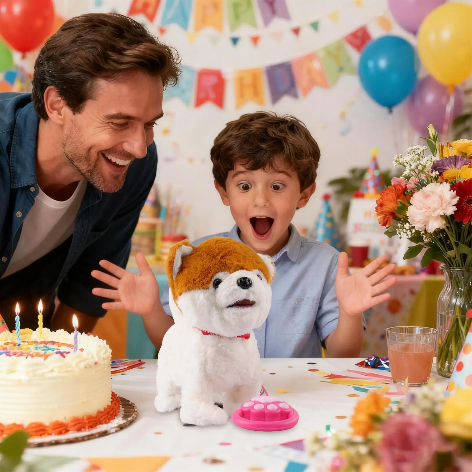 Perro Robot de peluche realista, juguete inteligente suave con detección táctil, perro Robot Ai con sonidos, imitador para niños, niñas, cumpleaños, Navidad