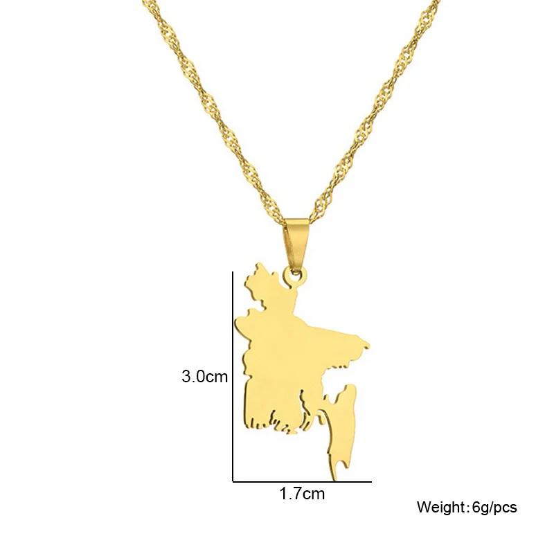 Mode Bangladesch Karte Flagge Anhänger Halskette Edelstahl Männer Frauen Land Karten Schmuck Geschenk – Detail 6
