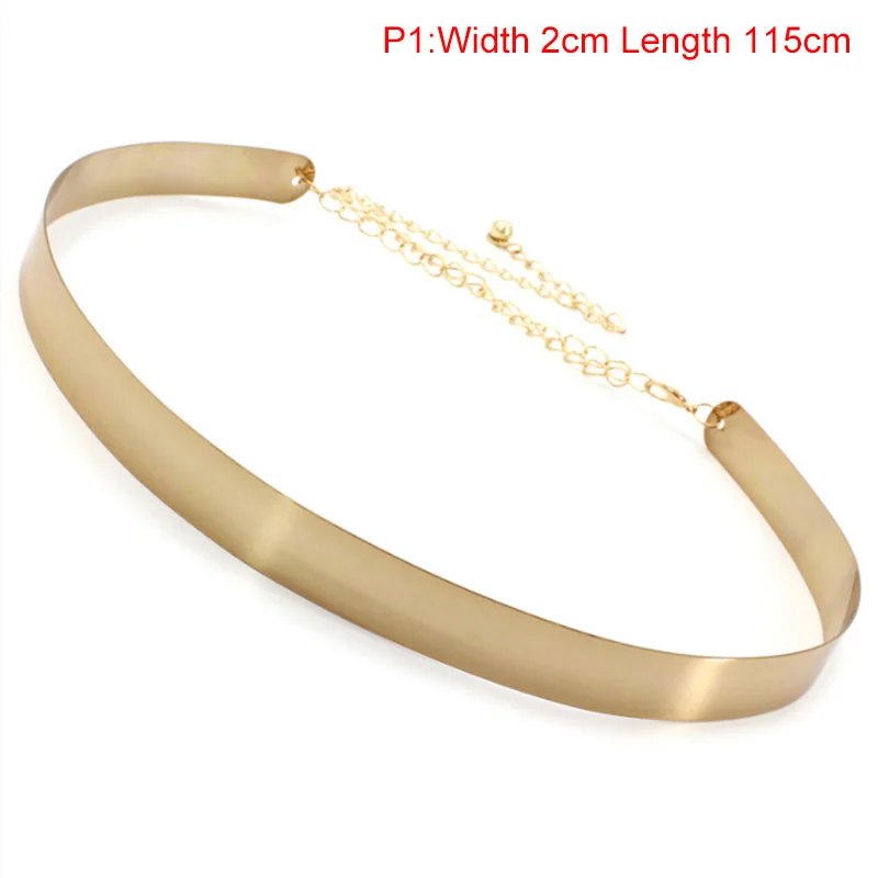 

Women Full Metal Waist Chain Mirror Wide Gold Silver Plate Waistband Chains Belt For Female Gift