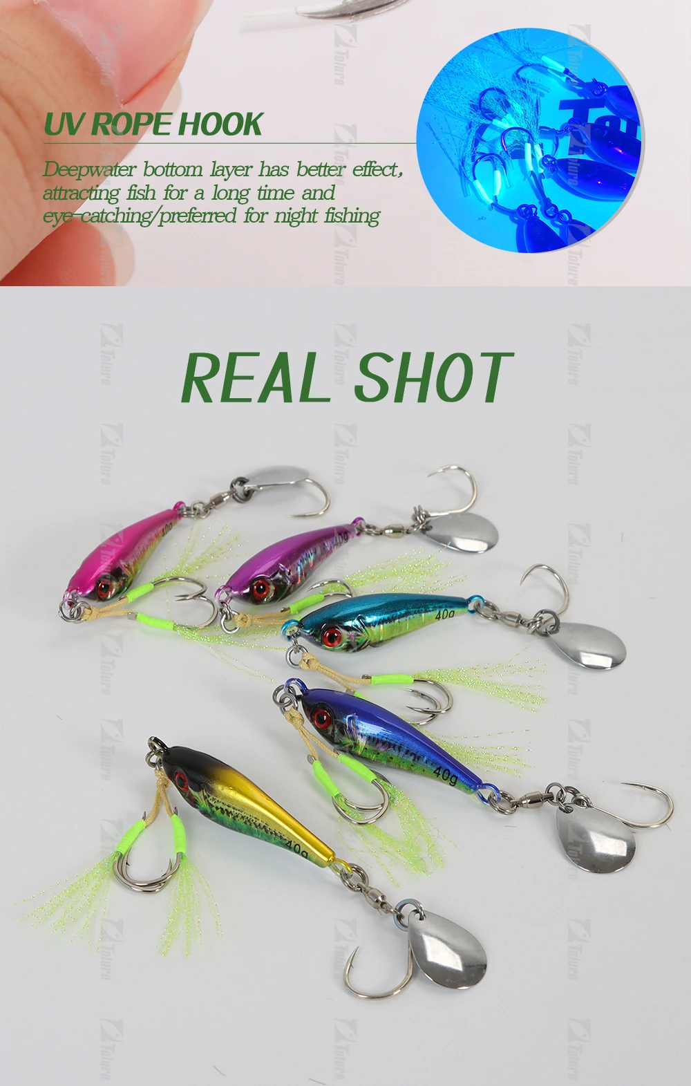 TOLU Neue 40g 60g 80g Schnell Sinkende Hartmetall Jigs Japan Laser Haut Thunfisch Angeln Jig locken Salzwasser Mit Spule Haken – Detail 10