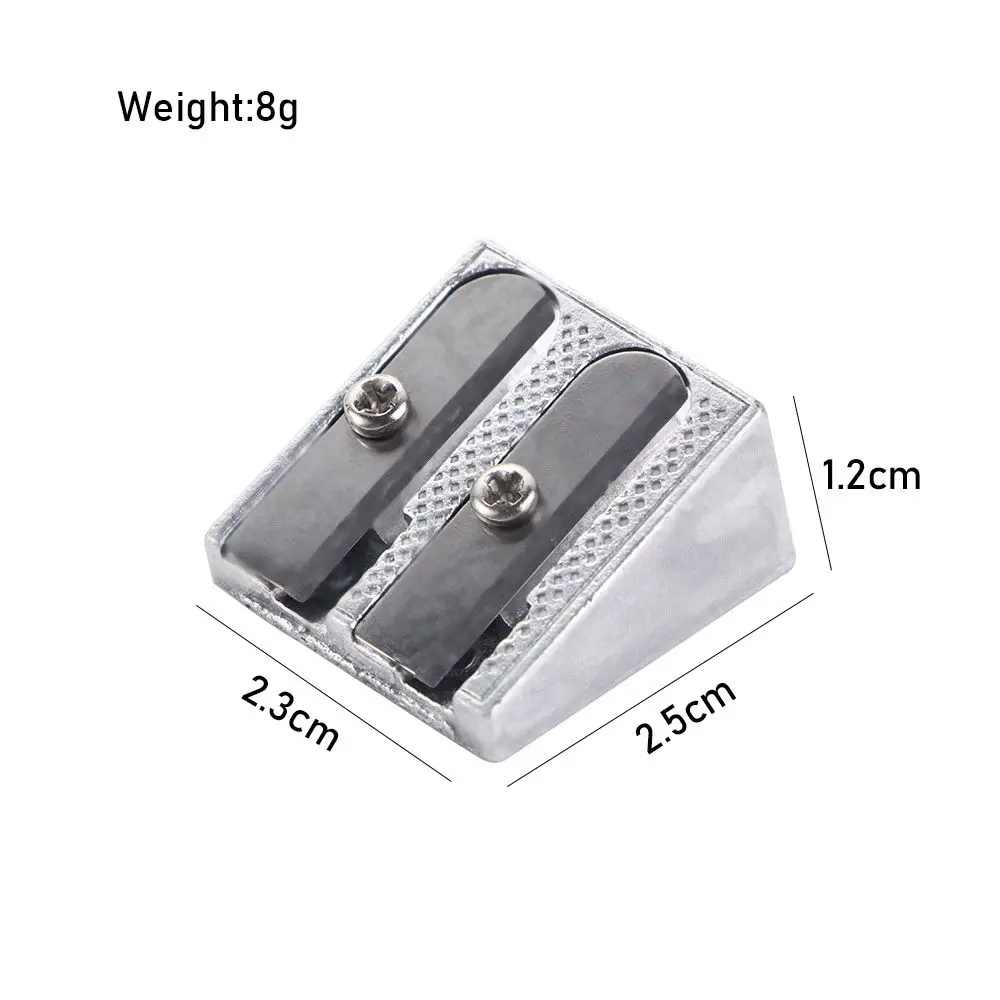 Children Gifts Bevelled Two Hole Metal Silver Double Hole Pencil Sharpener Pens Cutter Tool Pencil Sharpener Office Sharpener