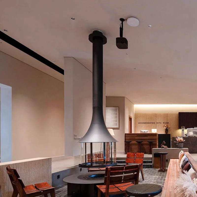 Fireplace Manufacturer Horn Hanging Fireplace Electronic Atomization Real Fire Wood Burning Fireplace Hotel B & B Round Suspende