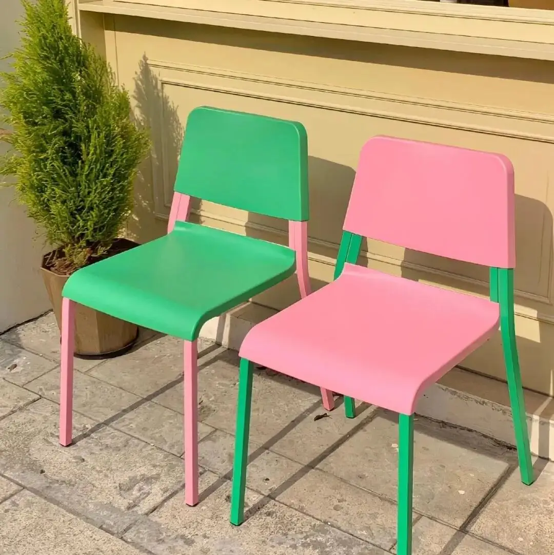ee-Nordic Creative Stackable Comfortable Back Dining Chair Home Light Luxury Dressing Chairs Living Room Simple Leisure Chairs