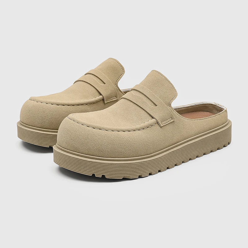 Men's Fashionable Soft Sole Slip in Half Slipper, Spring and Summer Fashionable Sole, Casual Sports Shoes, Suede Leather Surface