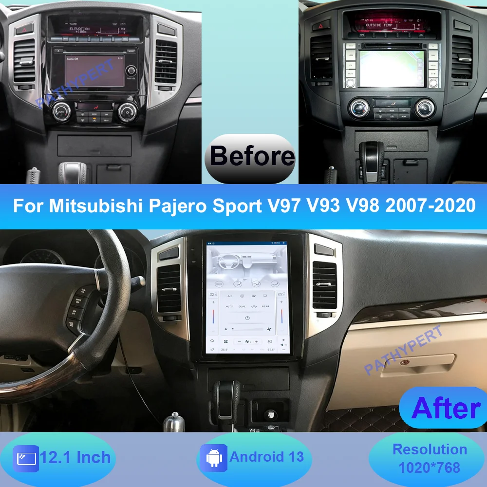 

12.1" Android 13 Car Radio Carplay For Mitsubishi Pajero Sport V97 V93 V98 2007-2020 Multimedia Player GPS 4G Head Unit DSP BT