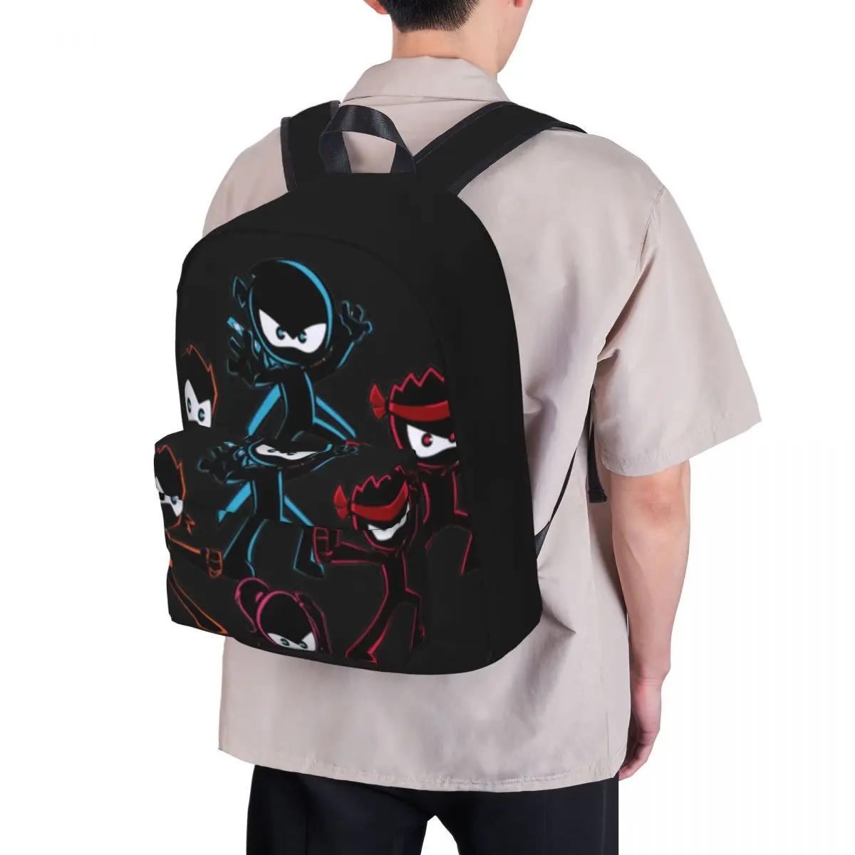 Cartoon N-Ninjas TV Backpack Women Men K-Kidzs Funny Big Backpacks Xmas Gift Elegant High School Bags University Design Rucksack