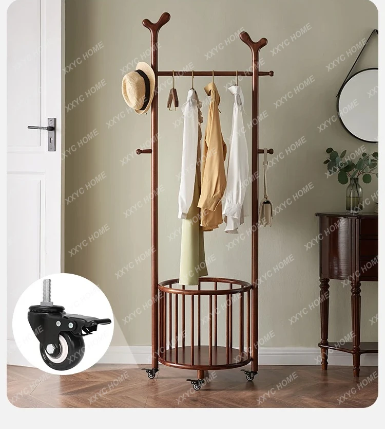 Solid wood coat rack floor-to-ceiling bedroom light luxury interior minimalist living room entrance household ash wood