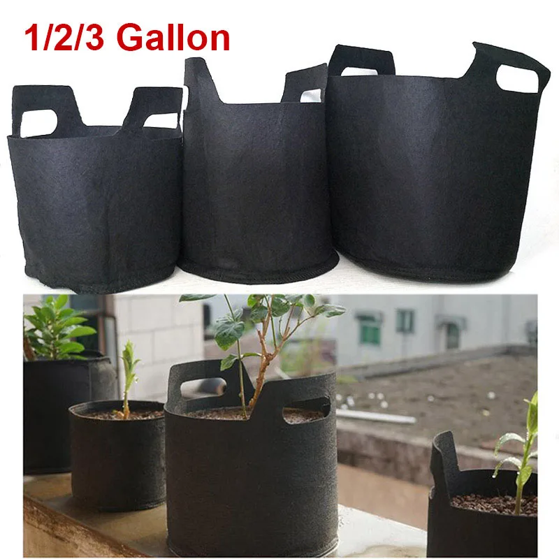 1/2/3 Gallon 3Gal Grow Bags black Pots Garden Fabric Plant  Vegetable  Flower Planter DIY Growing bag gardenig tools D2