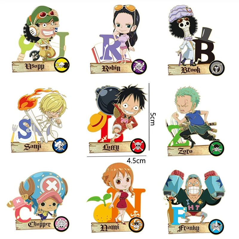 

9Pcs/Lot One Luffy Zoro Nami Piece Badges Lapel Enamel Pins Backpack Brooches Fashion Cortoon Anime Figure Toys For Kids Gift