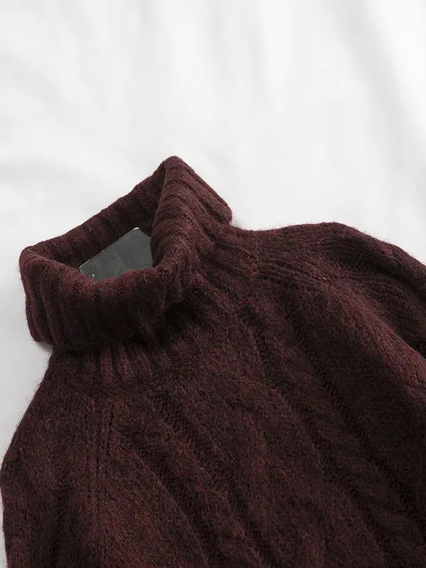 Maglione lavorato a maglia a collo alto da donna Thiened ort Sle sciolto Autunno Inverno Abbigliamento interno Casual Confortevole fibra di poliestere