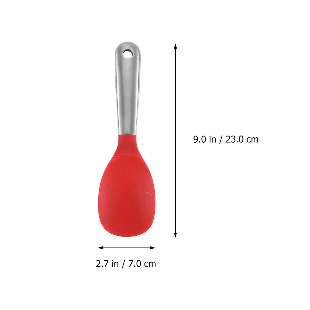 Stainless Steel Silicone Rice Spoon Non-Sticky Smooth Home Tableware Easy to Clean Hanging Hole Design