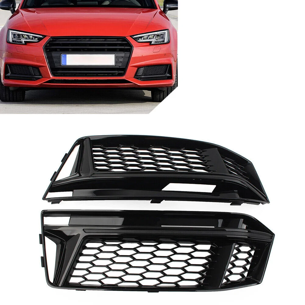 

2pcs New Arrivals Bumper Honeycomb Mesh Fog Light Grid For Au-di A4 B9 S-Line S4 16-18 year OBD2 Car Accessories