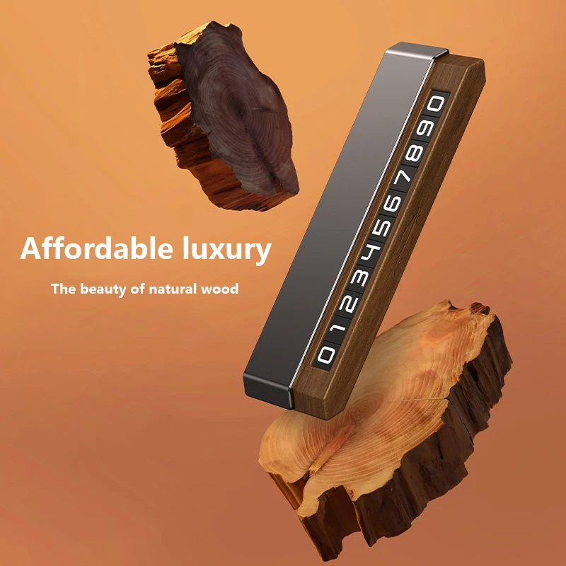 Black Walnut Temporary Parking Sign High-End DIY Moving License Plate Phone Number Holder Temporary Parking Card