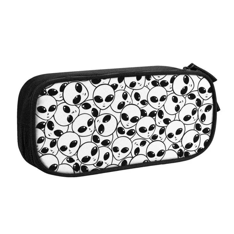 Cute Space Alien Area UFO Pencil Case for Boys Gilrs Custom Large Storage Pen Bag Box School Accessories