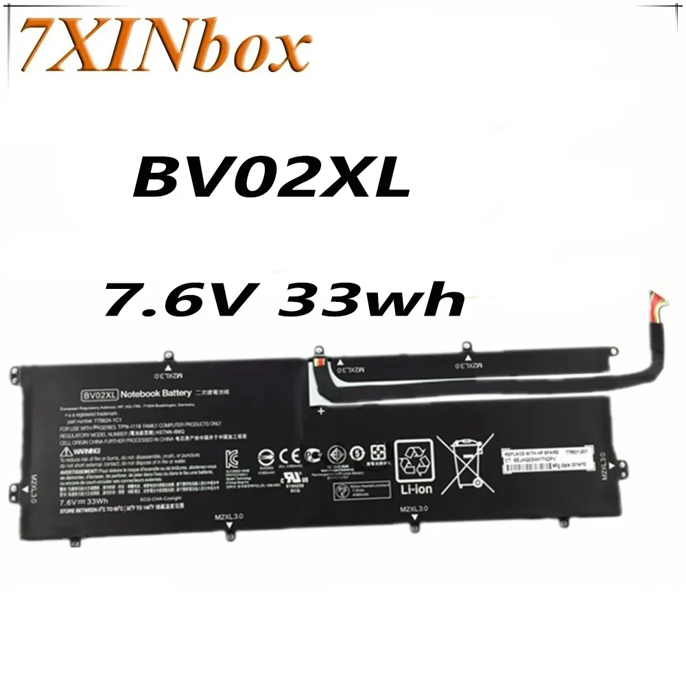 

7XINbox 7.6V 33wh Original BV02XL Laptop Battery For HP ENVY X2 Detachable 13 Series 775624-1C1 776621-001 HSTNN-IB6