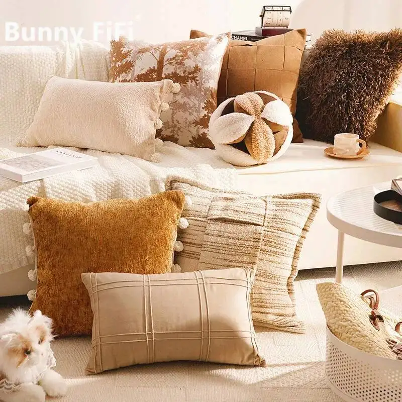 Amerikanischer Luxus-Kissenbezug mit Waldmotiv, weicher Chenille, moderner Plüsch-Dekokissenbezug für Wohnzimmer, Sofa, Bettdekoration