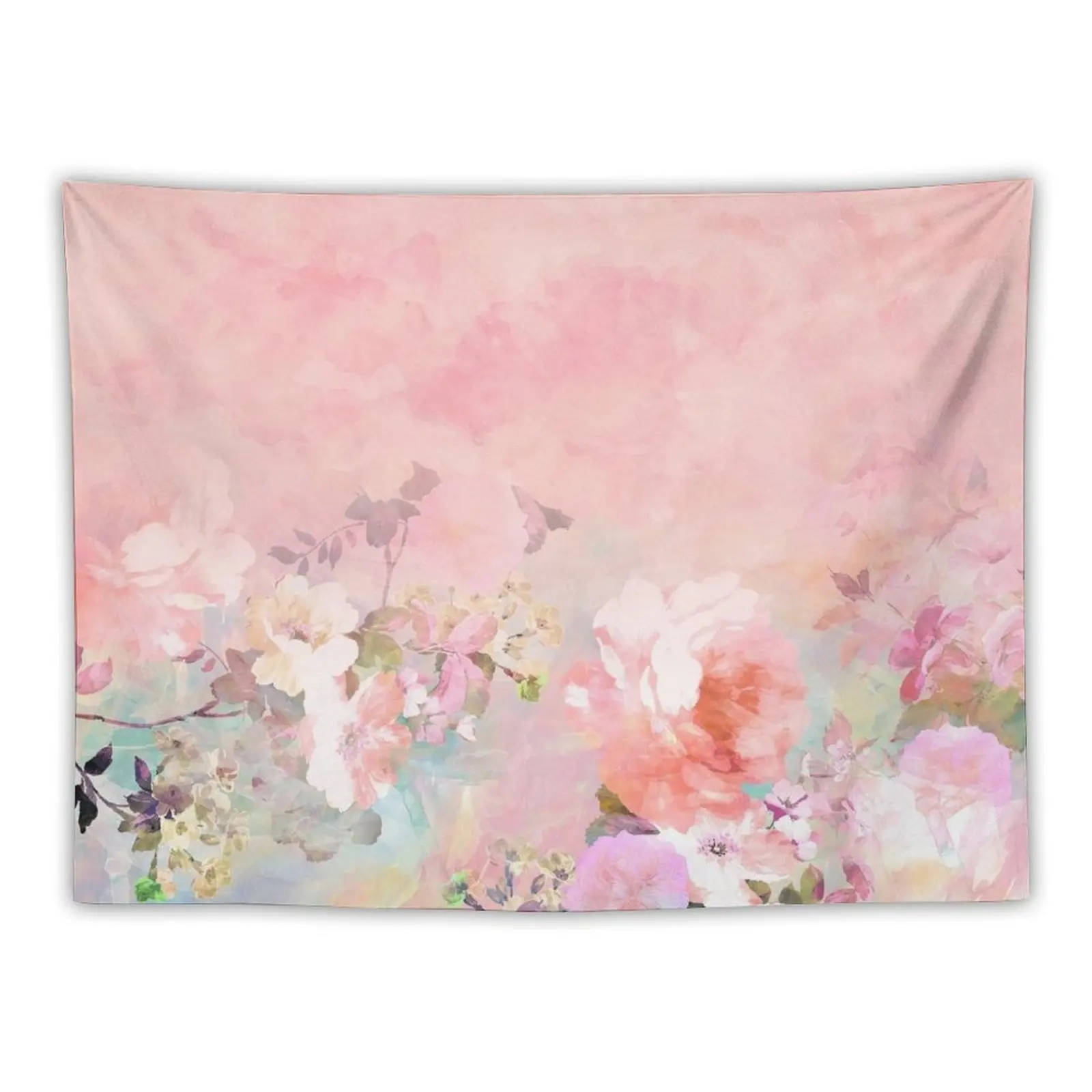 

Pastel blush watercolor ombre floral watercolor Tapestry Decor For Room Aesthetic Room Decorations Tapestry