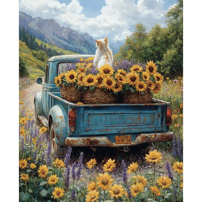 

PhotoCustom Paint By Numbers Kits Flowers Painting By Numbers On Canvas Farm Scenery Draw Painting DIY Home Decor
