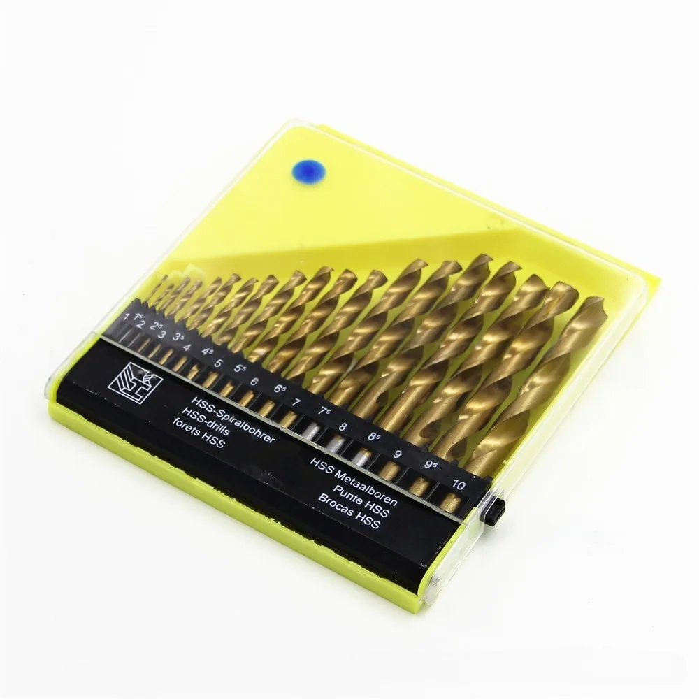 

Электрическая дрель, 19 шт., набор аксессуаров для сверления по дереву, спиральная дрель с прямой ручкой и титановым покрытием