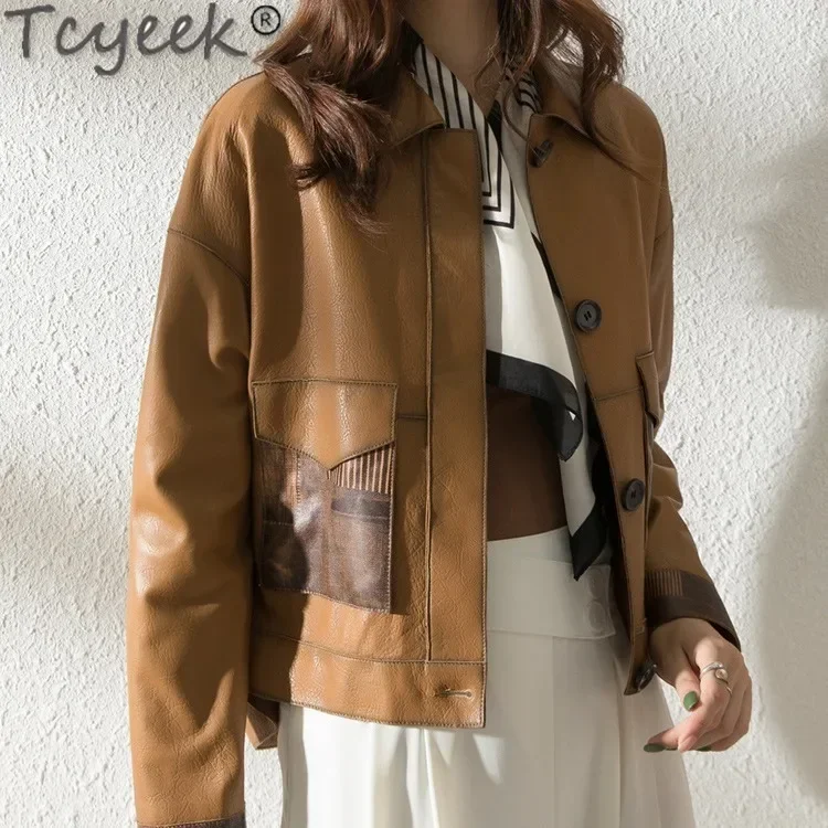 

Tcyeek Real Leather Jacket Women Spring Autumn Clothes 100% Sheepskin Coat for Woman Motocycle Jackets 2024 Jaqueta Feminina