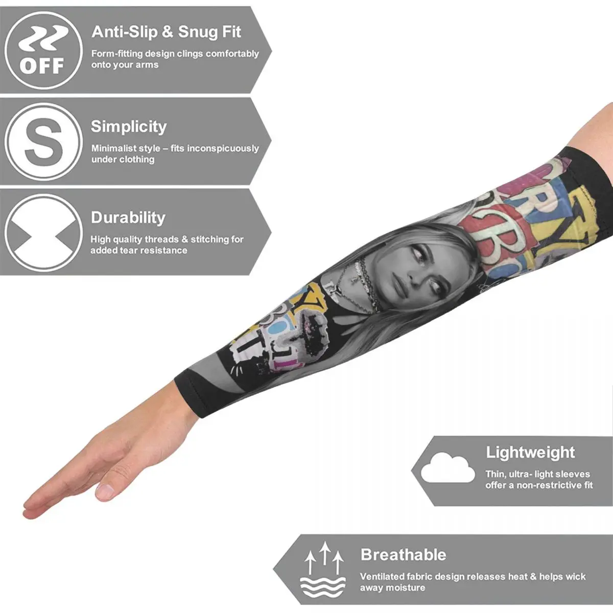 أكمام ذراع ليف مورغان للرجال والنساء للحماية من أشعة الشمس فوق البنفسجية وتغطية الوشم الرياضية والتبريد وركوب الدراجات