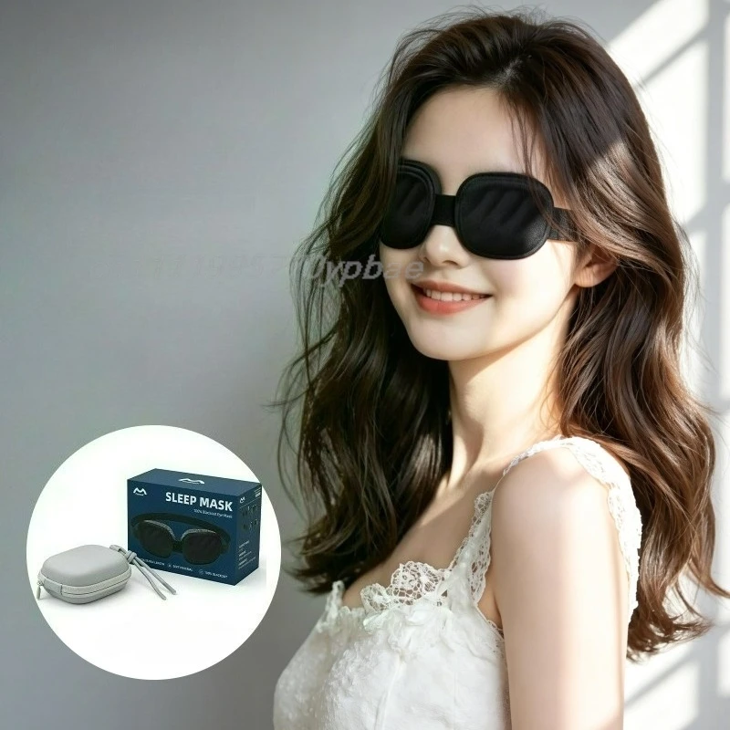 Deep Light-Blocking Eye Mask, Opaque Sleep 3D Stereo Movable Eye Sockets, Unisex Sleeping Eye Mask Storage case included