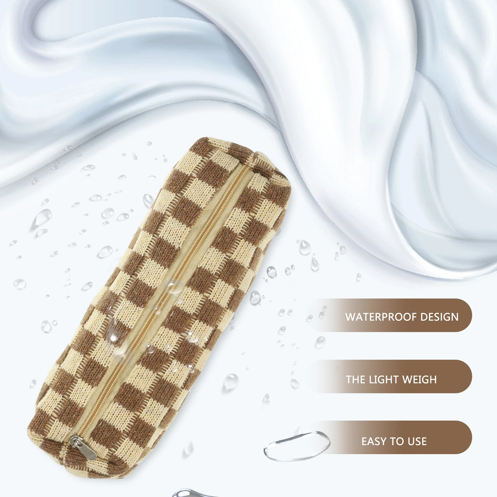 حقيبة أقلام رصاص على شكل شطرنج صغيرة الحجم وسعة كبيرة وخفيفة الوزن ومنظم قرطاسية محمول للطلاب والفنانين بسحاب