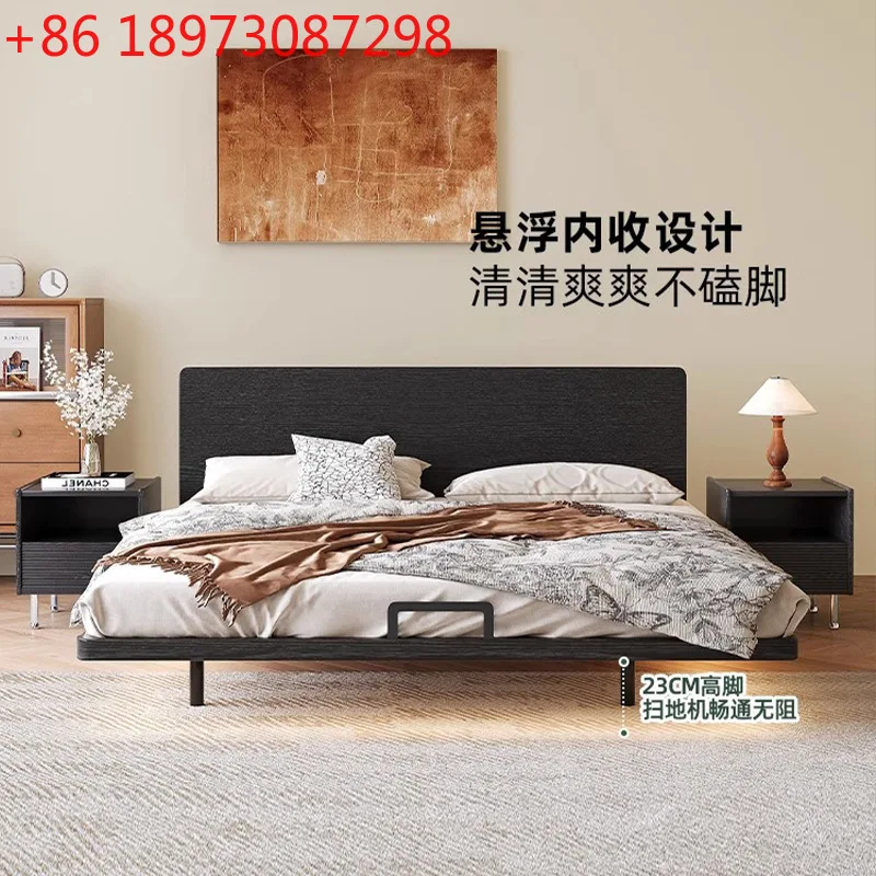 

Чрезвычайно узкая и ультратонкая прикроватная кровать. Подвесная кровать из массива дерева с раскладывающимися краями. Главная спальня. Современная простая кровать-скелет.