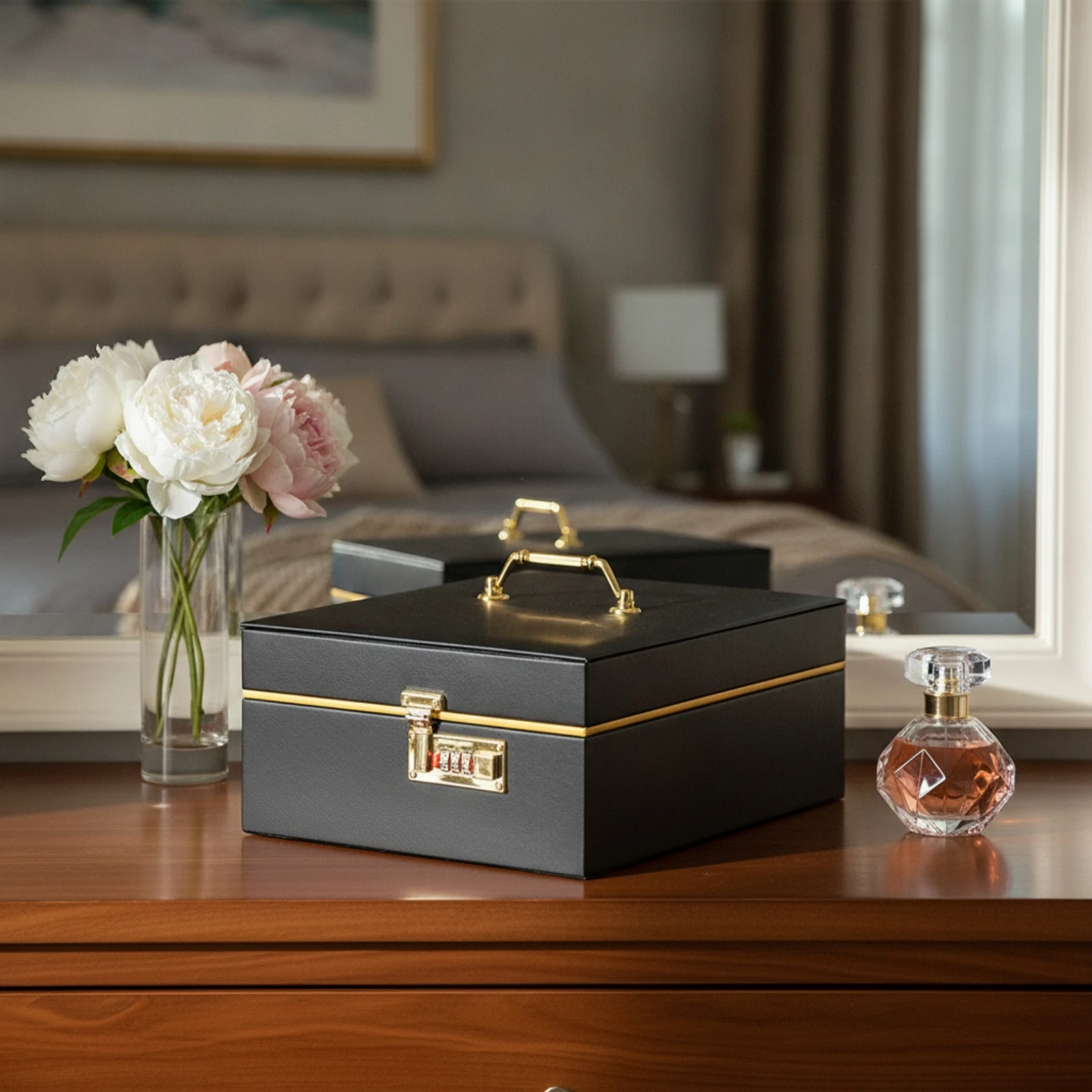 Jewelry Storage Box Lockable Jewelry Box with Lock Long-Lasting Elegant for Travelers