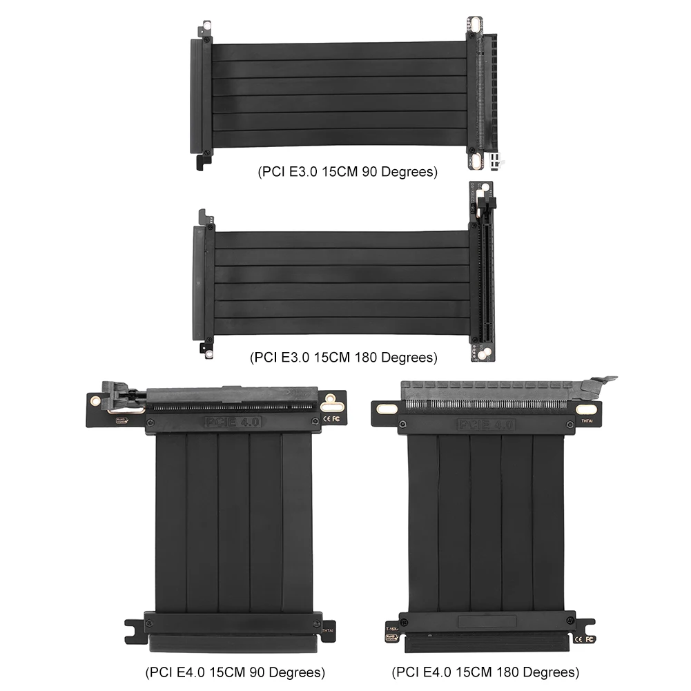 Imagem -02 - Cabo de Extensão para Placa Gráfica Montagem Vertical Pci-e3.0 Pci-e 4.0 Cabo Riser X16 16x 90 Graus 180 Graus 150 mm 200 mm