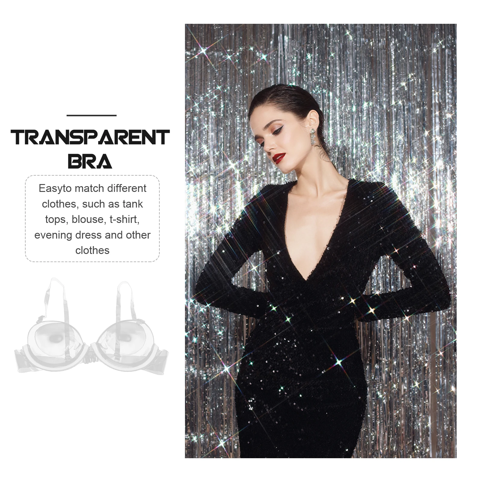 

Invisible Bra Clear Adjustable Strap Bras for Women Transparent Underwire Disposable Seamless Anti Slip