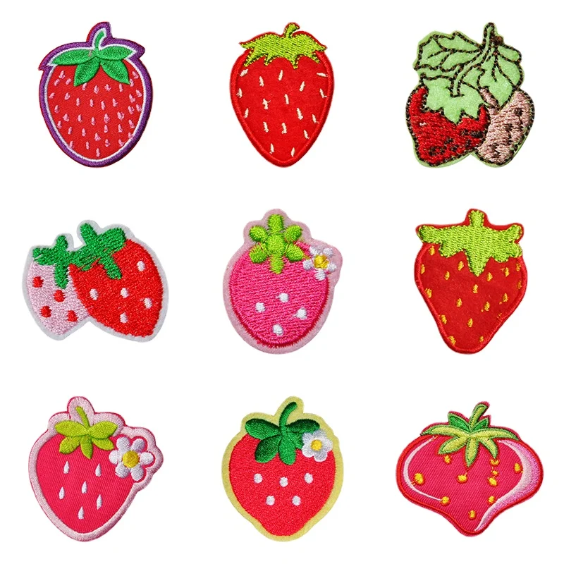 

100pcs/Lot Luxury Small Embroidery Patch Fruit Strawberry Flower Shirt Bag Clothing Decoration Accessory Craft Diy Applique