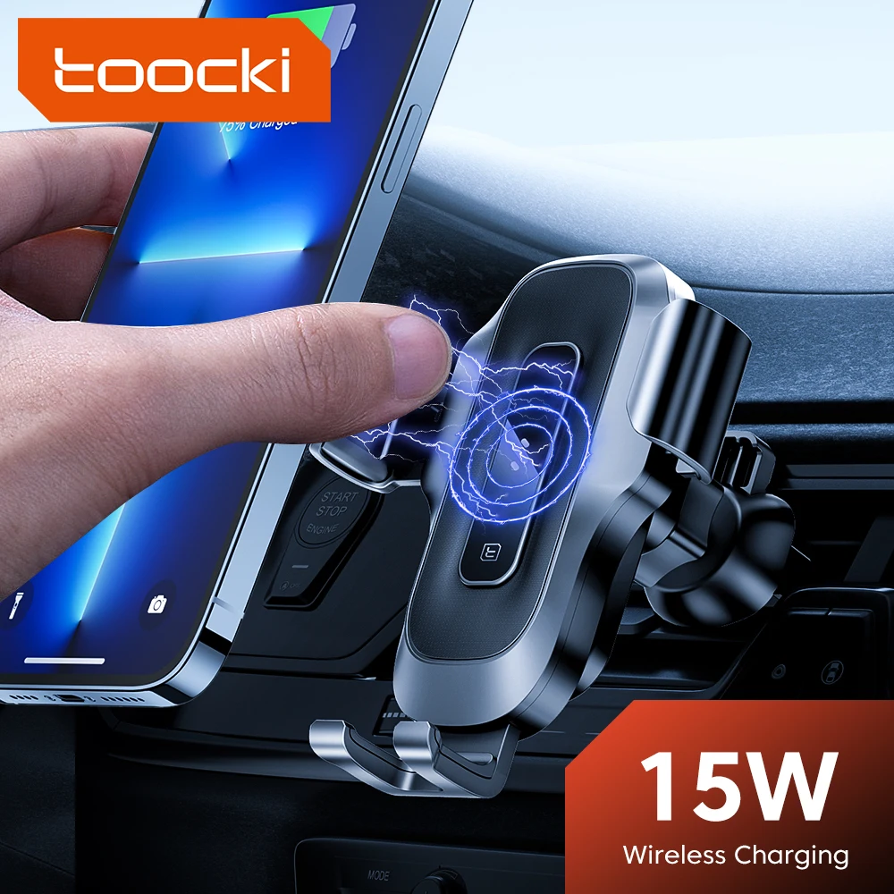 Toocki Qi 15W Car Wireless Charger Phone Holder Stand For iPhone 14 13 Samsung Xiaomi Huawei Smart Induction Phone Holder in Car