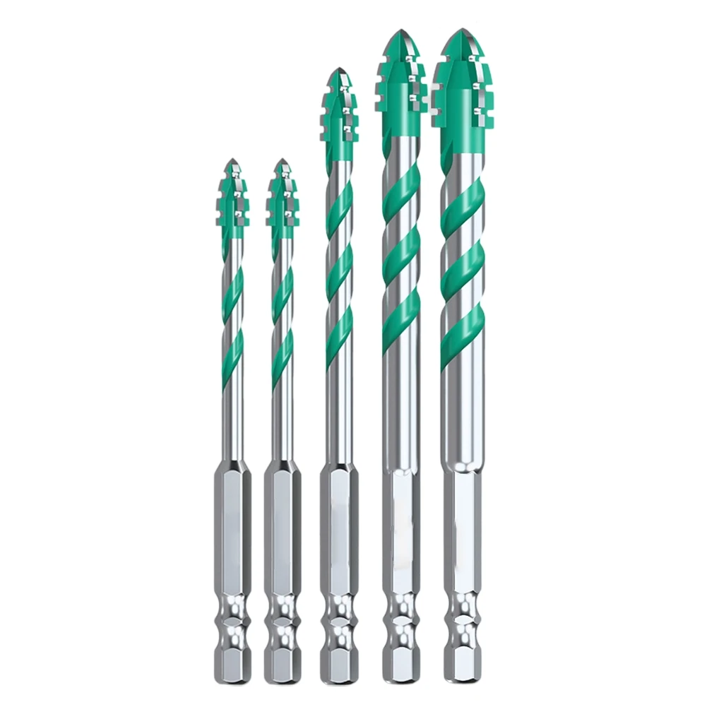 

5PCS Carbide Drill Bits Set for Wall Glass Wood Metal and Tiles 6mm to 12mm Sizes for DIY and Professional Use