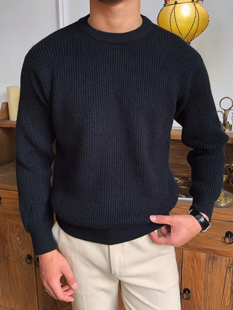 الخريف الشتاء أزياء رجالي متماسكة البلوزات طويلة الأكمام س الرقبة البلوز قمم للرجال جديد عارضة بلون قاع متماسكة سترة #4