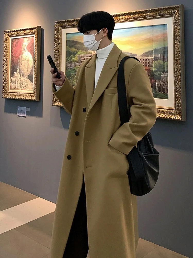 

Мужской синий вельветовый тренчкот в стиле ранчо, удлиненный, для осенних фестивалей, ветрозащитный, с кожаной отделкой и усиленными плечами